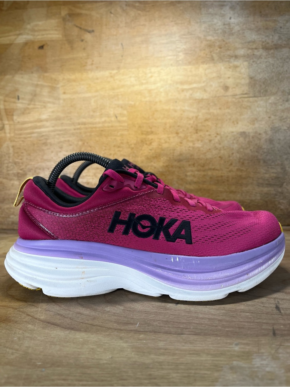 Hoka One One Bondi 8 Womens Size 9.5 Running Shoes Sneakers Cherries Jubilee